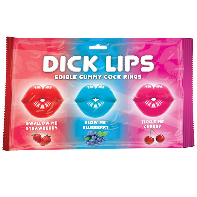 Dick Lips Gummy Cock Rings Assorted 3pk.