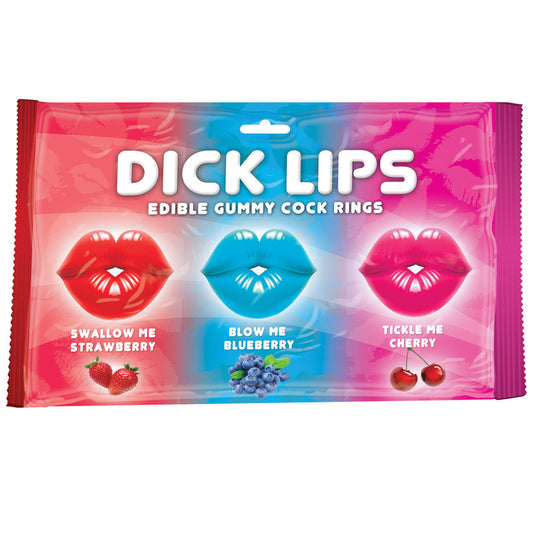 Dick Lips Gummy Cock Rings Assorted 3pk.