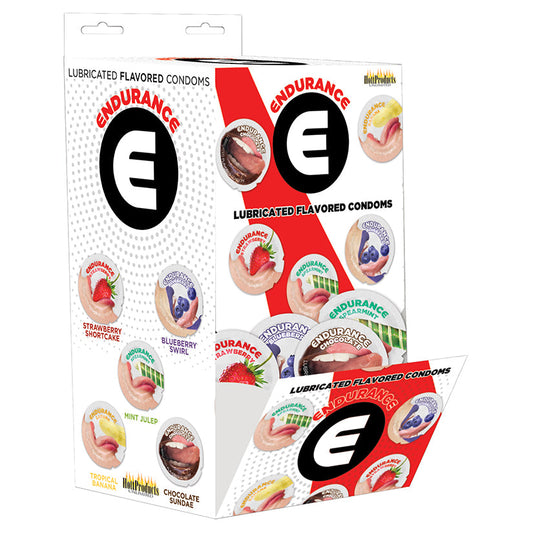 Endurance Condoms Assorted Flavors Display of 144.