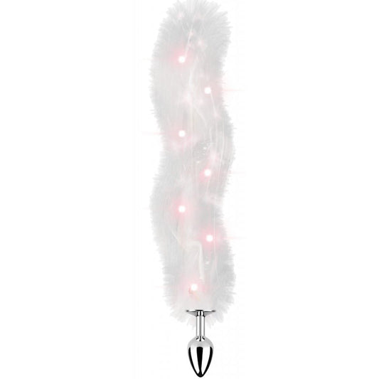 Light Up Foxy Tail Butt Plug - White – Rechargeable, Discreet, Intimate Wellness Accessory – Quiet, Rechargeable, Waterproof, Couples & Solo Use, Discreet Intimate Wellness Accessory