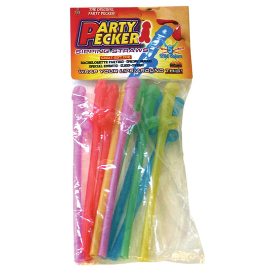 Party Pecker Sipping Straws-Neon Colors 10pk.