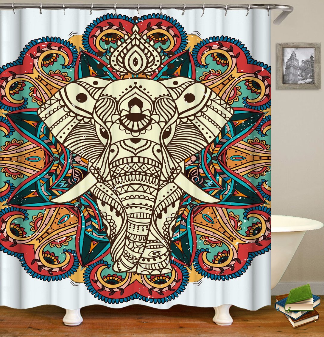 Indian-Persian Elephant Shower Curtain