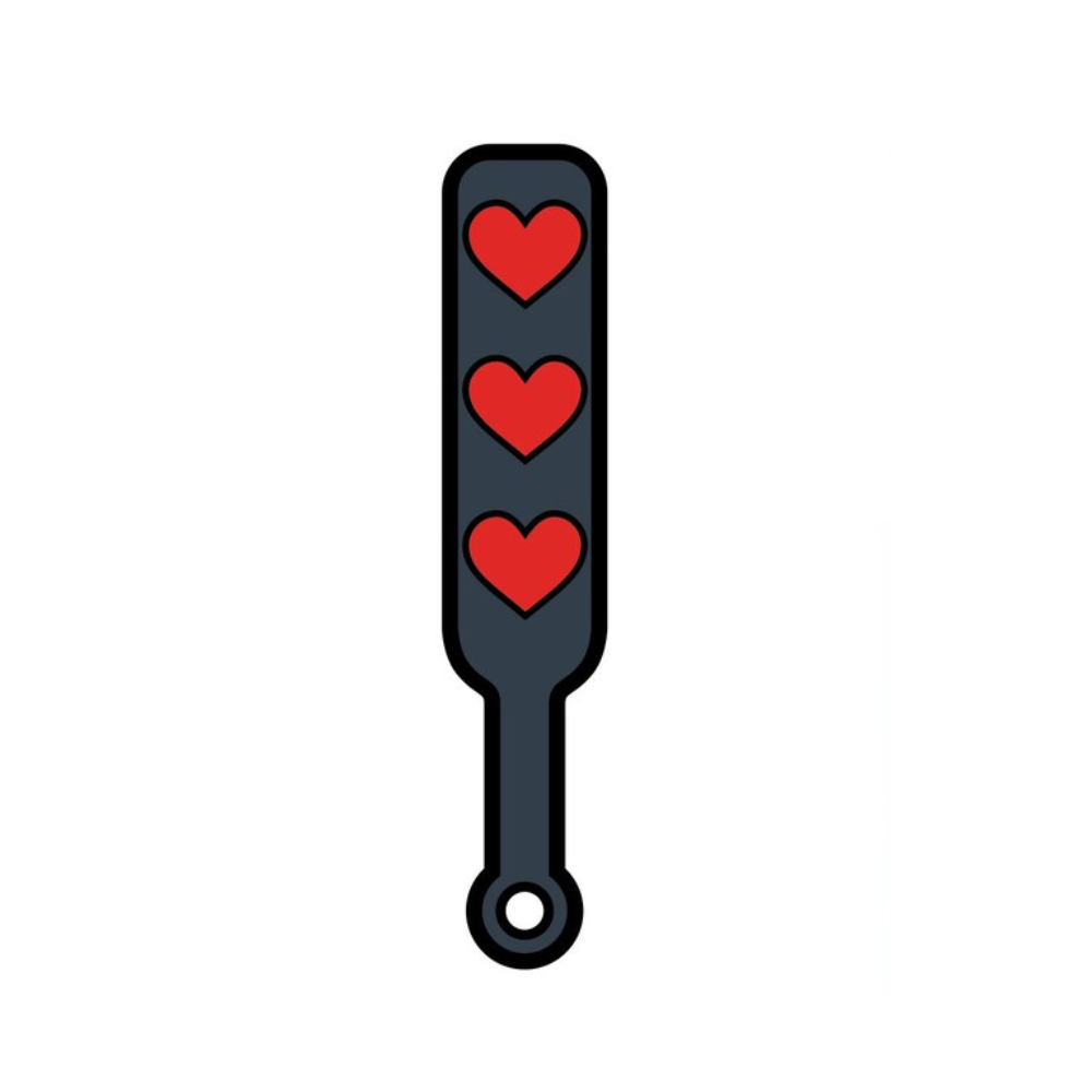 Enamel Pin: Heart Paddle - Black/Red – Rechargeable, Discreet, Intimate Wellness Accessory – Quiet, Rechargeable, Waterproof, Couples & Solo Use, Discreet Intimate Wellness Accessory