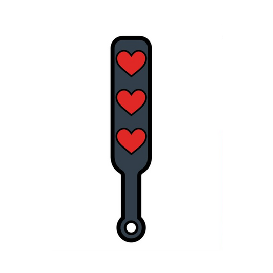 Enamel Pin: Heart Paddle - Black/Red – Rechargeable, Discreet, Intimate Wellness Accessory – Quiet, Rechargeable, Waterproof, Couples & Solo Use, Discreet Intimate Wellness Accessory