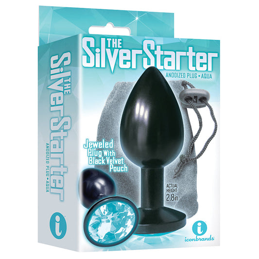 The 9's The Silver Starter Bejeweled Anodized Plug-Aqua.