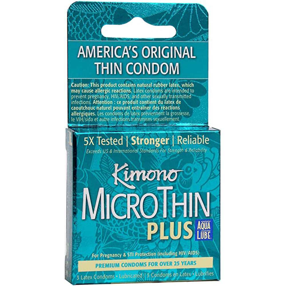 Kimono MicroThin w Aqua personal lubricant Condoms 3pk – Rechargeable, Discreet, Intimate Wellness Accessory – Quiet, Rechargeable, Waterproof, Couples & Solo Use, Discreet Intimate Wellness Accessory