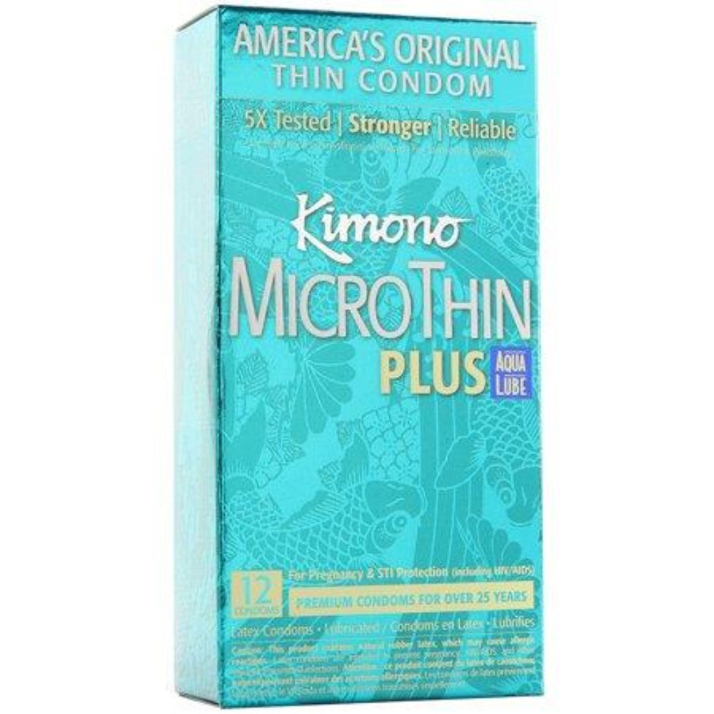 Kimono MicroThin w Aqua personal lubricant protection 12pk – Rechargeable, Discreet, Intimate Wellness Accessory – Quiet, Rechargeable, Waterproof, Couples & Solo Use, Discreet Intimate Wellness Accessory
