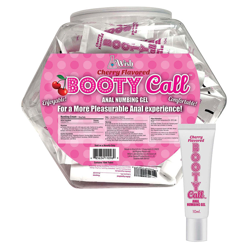 BootyCall Anal Numbing Gel-Cherry 10ml Fishbowl of 65pcs.