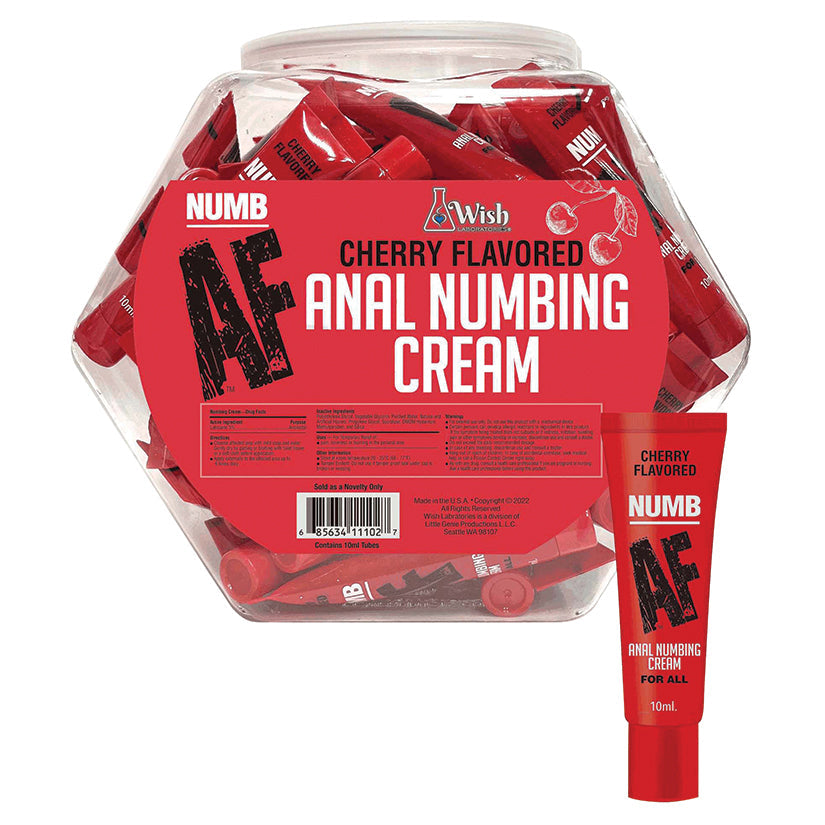 Numb AF Anal Numbing Cream-Cherry 10ml Fishbowl of 65pcs.
