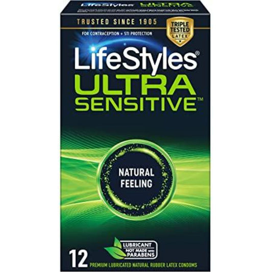 Lifestyles Ultra Sensitive Condoms 12pk* – Rechargeable, Discreet, Intimate Wellness Accessory – Quiet, Rechargeable, Waterproof, Couples & Solo Use, Discreet Intimate Wellness Accessory