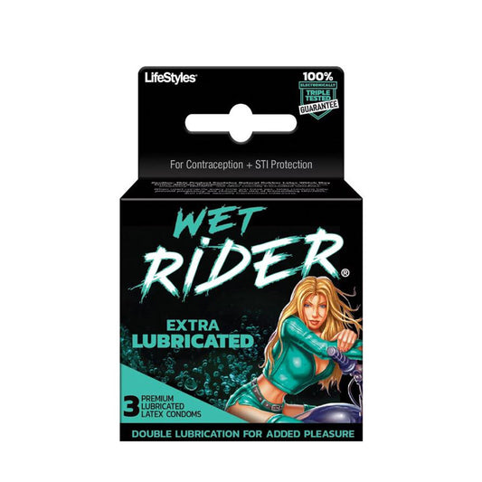 Lifestyles Wet Rider Condoms - 3 pk – Rechargeable, Discreet, Intimate Wellness Accessory – Quiet, Rechargeable, Waterproof, Couples & Solo Use, Discreet Intimate Wellness Accessory