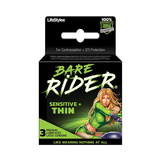 Lifestyles Bare Rider Thin Condoms - 3pk – Rechargeable, Discreet, Intimate Wellness Accessory – Quiet, Rechargeable, Waterproof, Couples & Solo Use, Discreet Intimate Wellness Accessory
