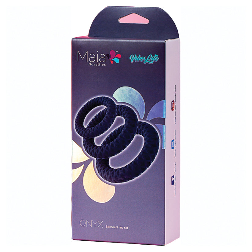 Maia Onyx Silicone Ring Set of 3.