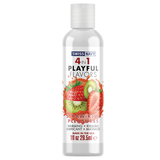 Swiss Navy 4 In 1 Playful Flavors-Strawberry/Kiwi Pleasure 1oz.