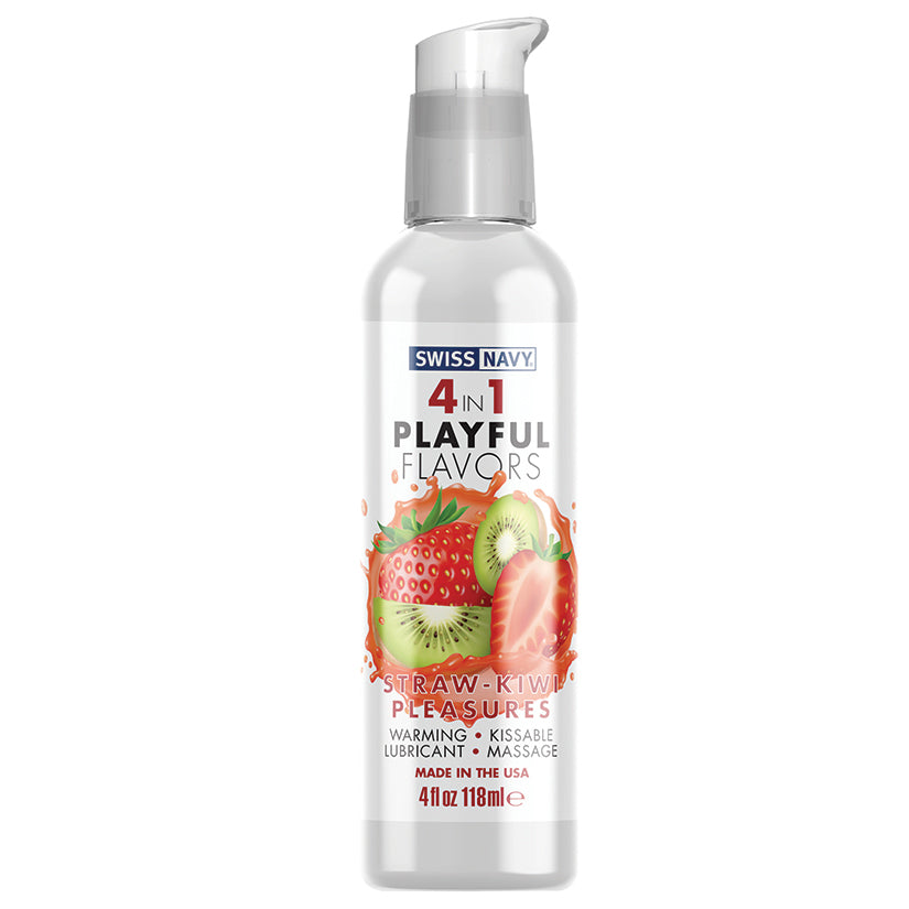 Swiss Navy 4 In 1 Playful Flavors-Strawberry/Kiwi Pleasure 4oz.