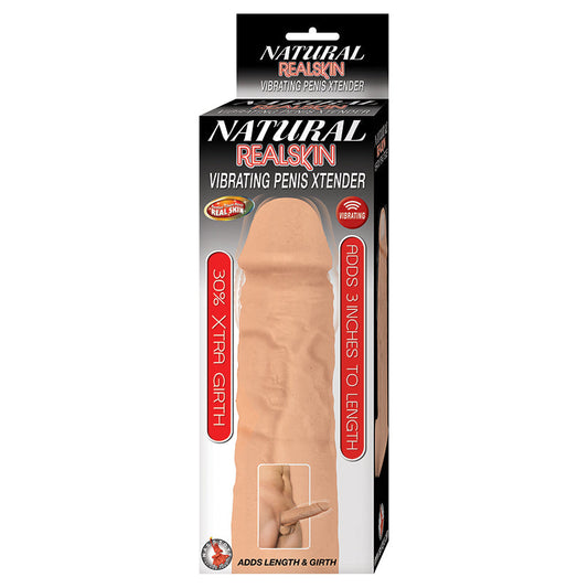 Natural Realskin Vibrating Penis Xtender-White.