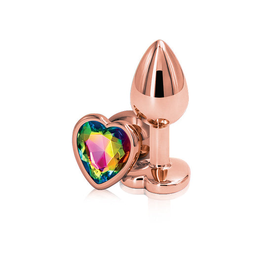 Rear Assets Rose Gold Heart Small-Rainbo – Rechargeable, Discreet, Intimate Wellness Accessory – Quiet, Rechargeable, Waterproof, Couples & Solo Use, Discreet Intimate Wellness Accessory