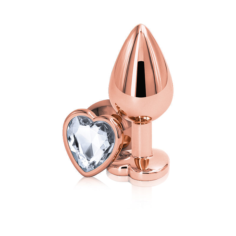 Rear Assets Rose Gold Heart Med - Clear – Rechargeable, Discreet, Intimate Wellness Accessory – Quiet, Rechargeable, Waterproof, Couples & Solo Use, Discreet Intimate Wellness Accessory