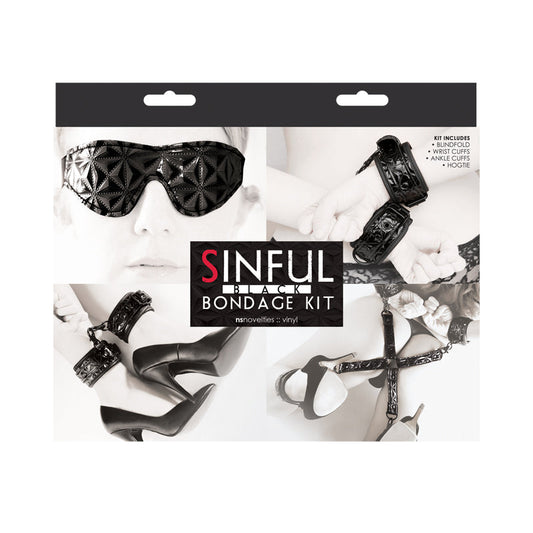 Sinful playful restraint Kit - Vinyl Black – Rechargeable, Discreet, Intimate Wellness Accessory – Quiet, Rechargeable, Waterproof, Couples & Solo Use, Discreet Intimate Wellness Accessory