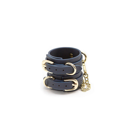 playful restraint Couture Wrist Cuffs - Navy Blue – Rechargeable, Discreet, Intimate Wellness Accessory – Quiet, Rechargeable, Waterproof, Couples & Solo Use, Discreet Intimate Wellness Accessory
