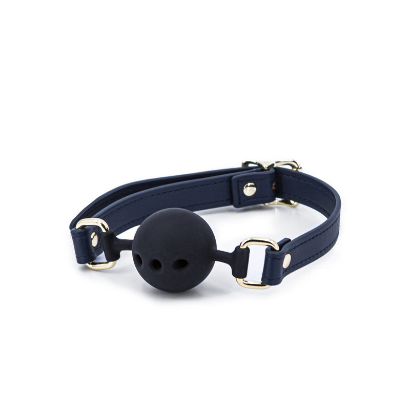 playful restraint Couture Ball Gag - Navy Blue – Rechargeable, Discreet, Intimate Wellness Accessory – Quiet, Rechargeable, Waterproof, Couples & Solo Use, Discreet Intimate Wellness Accessory