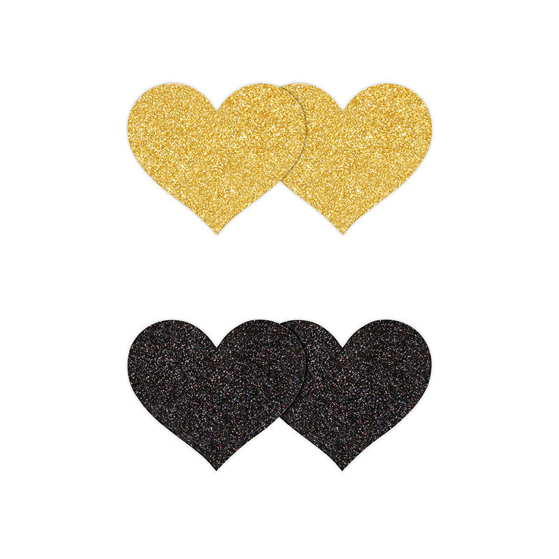 Pretty Pasties Hearts Black/Gold 2 sets
