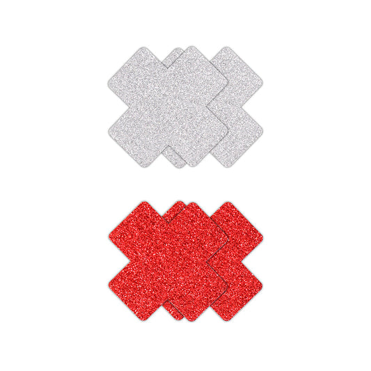 Pretty Pasties Crosses Red/Silver 2 set