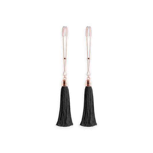 Bound Nipple Clamps - T1 - Black Tassel – Rechargeable, Discreet, Intimate Wellness Accessory – Quiet, Rechargeable, Waterproof, Couples & Solo Use, Discreet Intimate Wellness Accessory