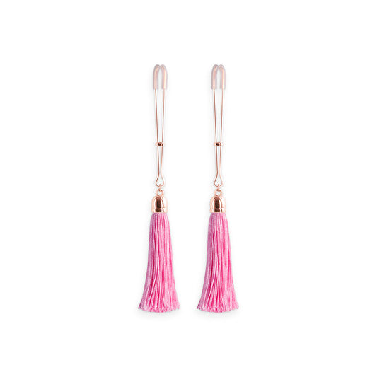 Bound Nipple Clamps - T1 - Pink Tassel – Rechargeable, Discreet, Intimate Wellness Accessory – Quiet, Rechargeable, Waterproof, Couples & Solo Use, Discreet Intimate Wellness Accessory