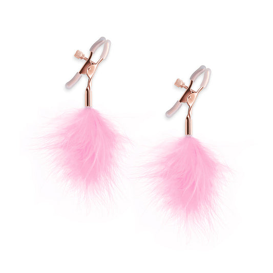 Bound Nipple Clamps - F1 - Pink Feather – Rechargeable, Discreet, Intimate Wellness Accessory – Quiet, Rechargeable, Waterproof, Couples & Solo Use, Discreet Intimate Wellness Accessory