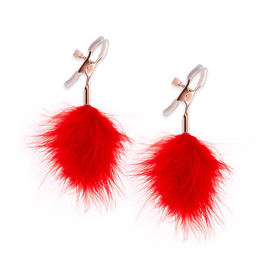 Bound Nipple Clamps - F1 - Red Feather – Rechargeable, Discreet, Intimate Wellness Accessory – Quiet, Rechargeable, Waterproof, Couples & Solo Use, Discreet Intimate Wellness Accessory