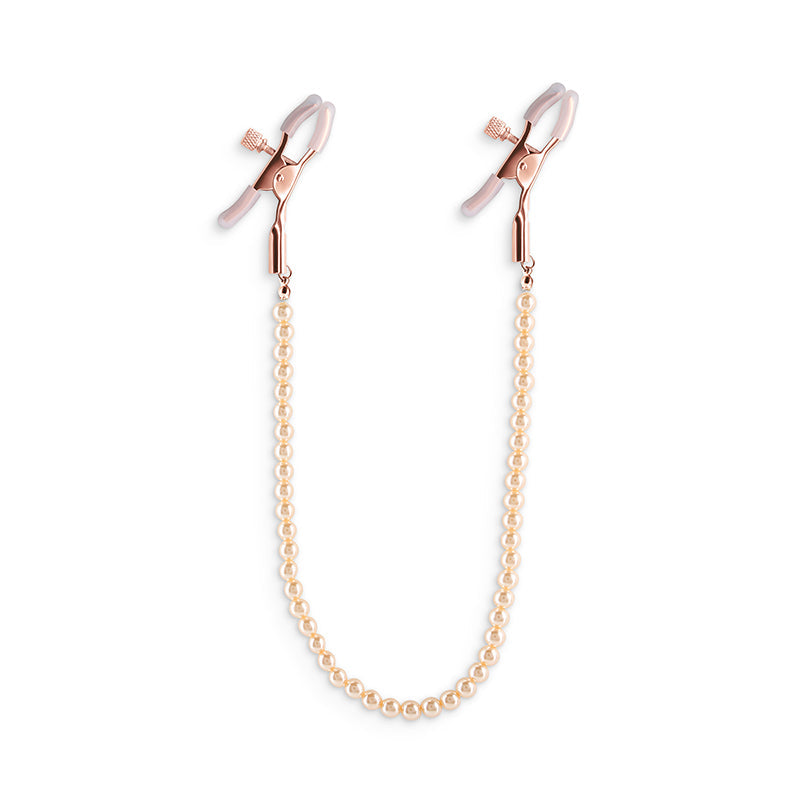Bound Nipple Clamps - DC1 - R.Gold Beads – Rechargeable, Discreet, Intimate Wellness Accessory – Quiet, Rechargeable, Waterproof, Couples & Solo Use, Discreet Intimate Wellness Accessory