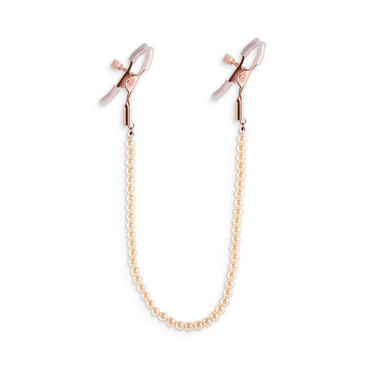 Bound Nipple Clamps - DC1 - R.Gold Beads – Rechargeable, Discreet, Intimate Wellness Accessory – Quiet, Rechargeable, Waterproof, Couples & Solo Use, Discreet Intimate Wellness Accessory