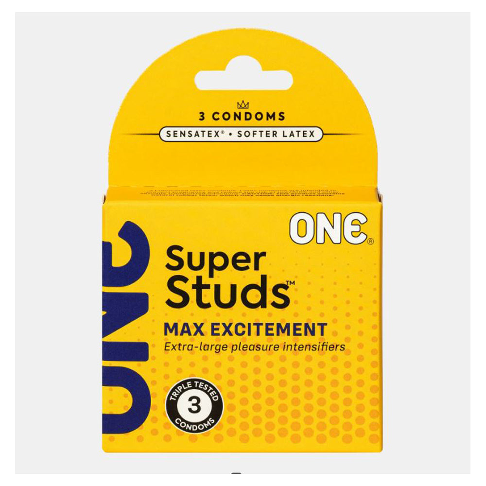 ONE Super Studs Condoms - 3pk – Rechargeable, Discreet, Intimate Wellness Accessory – Quiet, Rechargeable, Waterproof, Couples & Solo Use, Discreet Intimate Wellness Accessory