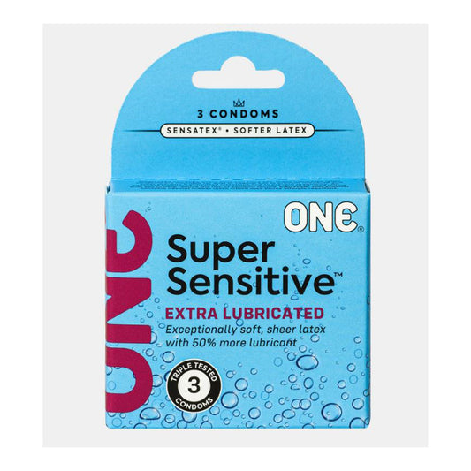 ONE Super Sensitive Condoms - 3pk – Rechargeable, Discreet, Intimate Wellness Accessory – Quiet, Rechargeable, Waterproof, Couples & Solo Use, Discreet Intimate Wellness Accessory