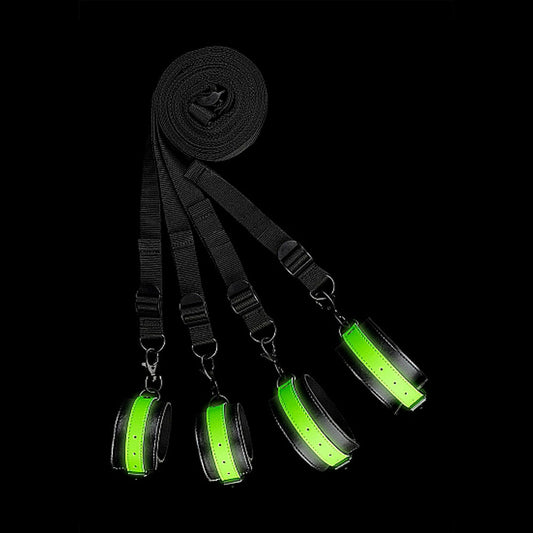 Bed Bindings Restraint Kit -Glow in Dark – Rechargeable, Discreet, Intimate Wellness Accessory – Quiet, Rechargeable, Waterproof, Couples & Solo Use, Discreet Intimate Wellness Accessory