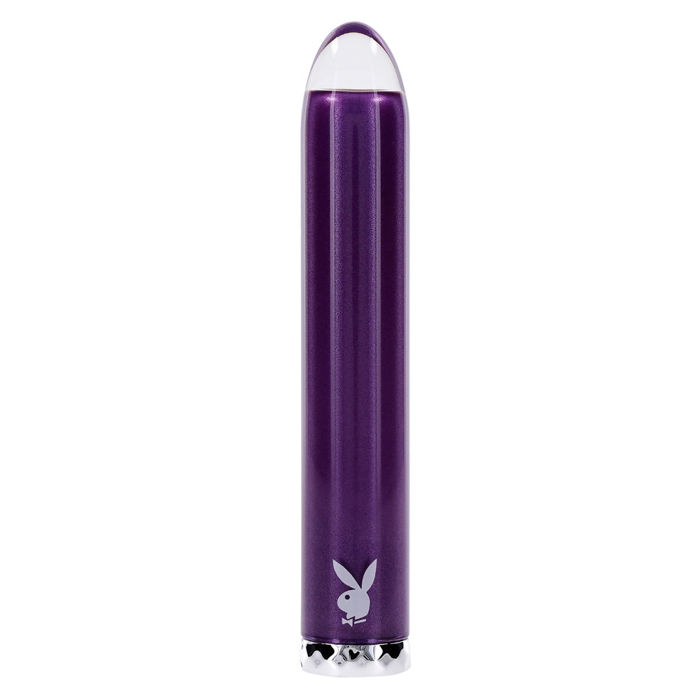 Playboy Amethyst Glass Vibe – Rechargeable, Discreet, Intimate Wellness Accessory – Quiet, Rechargeable, Waterproof, Couples & Solo Use, Discreet Intimate Wellness Accessory