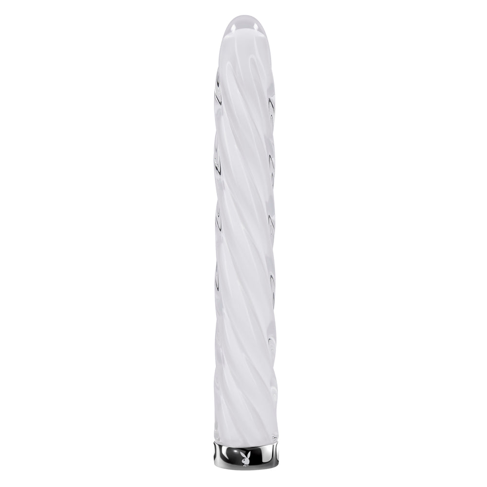 Playboy In A Twist glass vibe – Rechargeable, Discreet, Intimate Wellness Accessory – Quiet, Rechargeable, Waterproof, Couples & Solo Use, Discreet Intimate Wellness Accessory