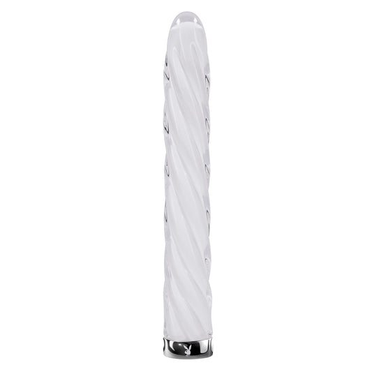 Playboy In A Twist glass vibe – Rechargeable, Discreet, Intimate Wellness Accessory – Quiet, Rechargeable, Waterproof, Couples & Solo Use, Discreet Intimate Wellness Accessory