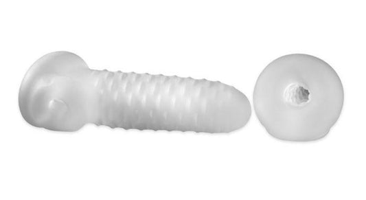Fat Boy™ Textured Sheath 5.5" - Clear – Rechargeable, Discreet, Intimate Wellness Accessory – Quiet, Rechargeable, Waterproof, Couples & Solo Use, Discreet Intimate Wellness Accessory