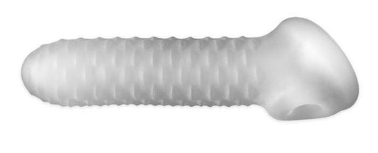 Fat Boy™ Textured Sheath 6.5" - Clear – Rechargeable, Discreet, Intimate Wellness Accessory – Quiet, Rechargeable, Waterproof, Couples & Solo Use, Discreet Intimate Wellness Accessory