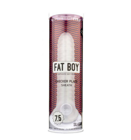 Fat Boy™ Textured Sheath 7.5" - Clear – Rechargeable, Discreet, Intimate Wellness Accessory – Quiet, Rechargeable, Waterproof, Couples & Solo Use, Discreet Intimate Wellness Accessory