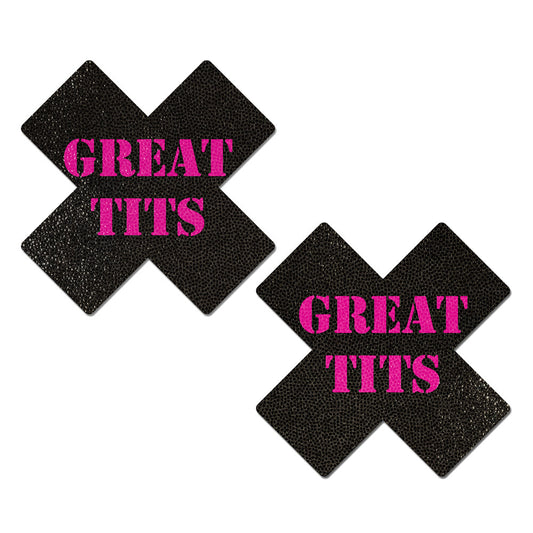 Black with Pink 'Great Tits' Cross – Rechargeable, Discreet, Intimate Wellness Accessory – Quiet, Rechargeable, Waterproof, Couples & Solo Use, Discreet Intimate Wellness Accessory