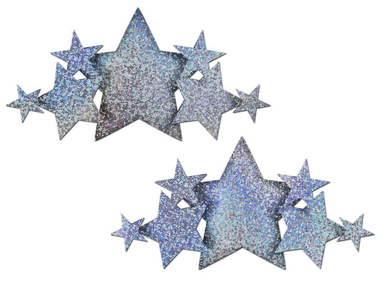Silver Glitter Stars Breast Cover Demi * – Rechargeable, Discreet, Intimate Wellness Accessory – Quiet, Rechargeable, Waterproof, Couples & Solo Use, Discreet Intimate Wellness Accessory