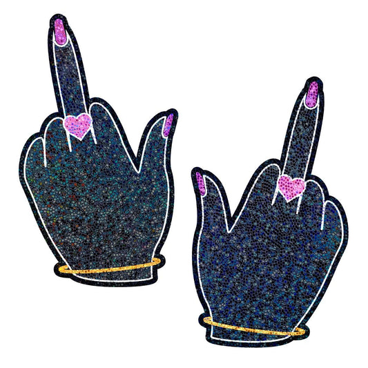 Middle Finger Pasties: Glittering F*ck You Lady Hands – Rechargeable, Discreet, Intimate Wellness Accessory – Quiet, Rechargeable, Waterproof, Couples & Solo Use, Discreet Intimate Wellness Accessory