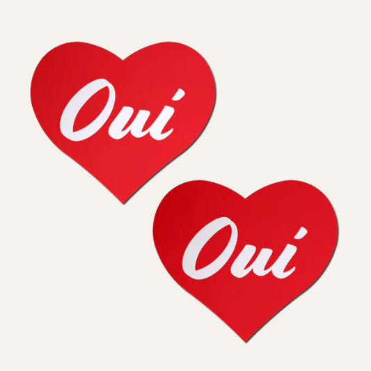 Red Oui Oui Heart Pasties by JennaJean8 – Rechargeable, Discreet, Intimate Wellness Accessory – Quiet, Rechargeable, Waterproof, Couples & Solo Use, Discreet Intimate Wellness Accessory