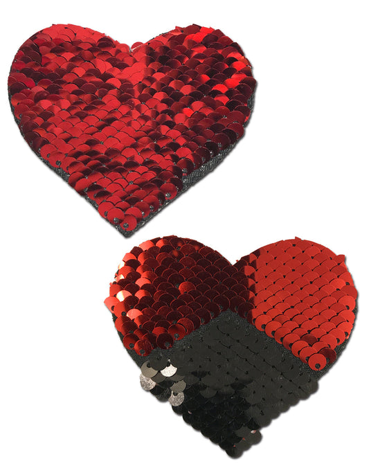 Colour Changing Sequin Heart - Red/Black – Rechargeable, Discreet, Intimate Wellness Accessory – Quiet, Rechargeable, Waterproof, Couples & Solo Use, Discreet Intimate Wellness Accessory