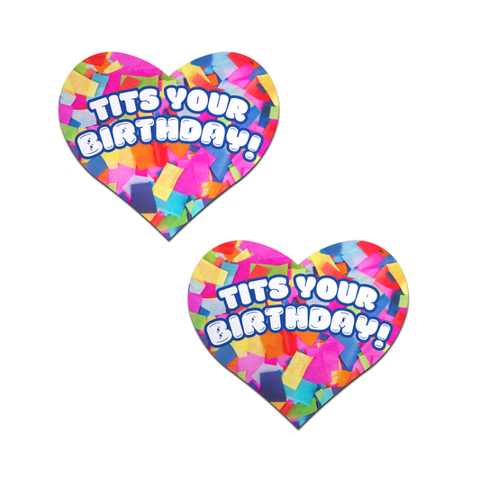Tits Your Birthday!' Heart Pasties with Confetti
