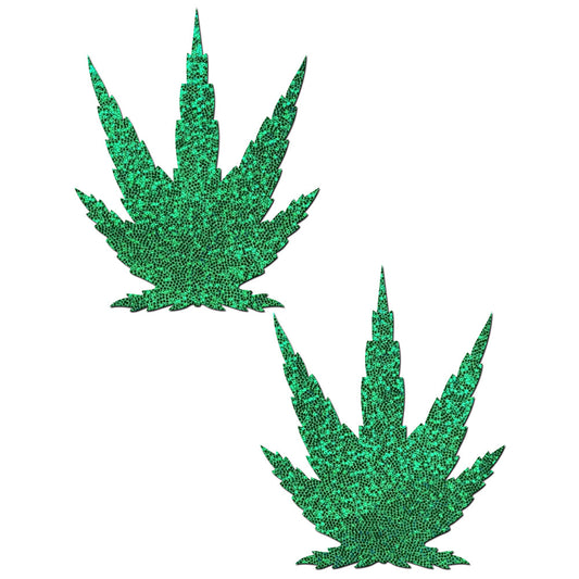 Pot Leaves Pastease - Glittering Green * – Rechargeable, Discreet, Intimate Wellness Accessory – Quiet, Rechargeable, Waterproof, Couples & Solo Use, Discreet Intimate Wellness Accessory