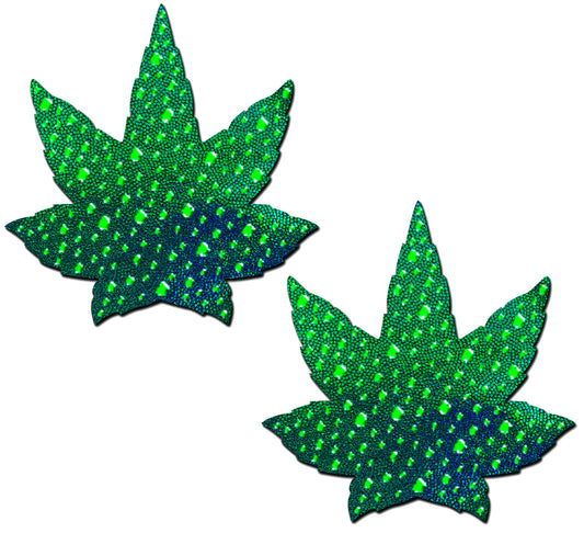 Indica Pot Leaf Crystal Pasties - Green* – Rechargeable, Discreet, Intimate Wellness Accessory – Quiet, Rechargeable, Waterproof, Couples & Solo Use, Discreet Intimate Wellness Accessory